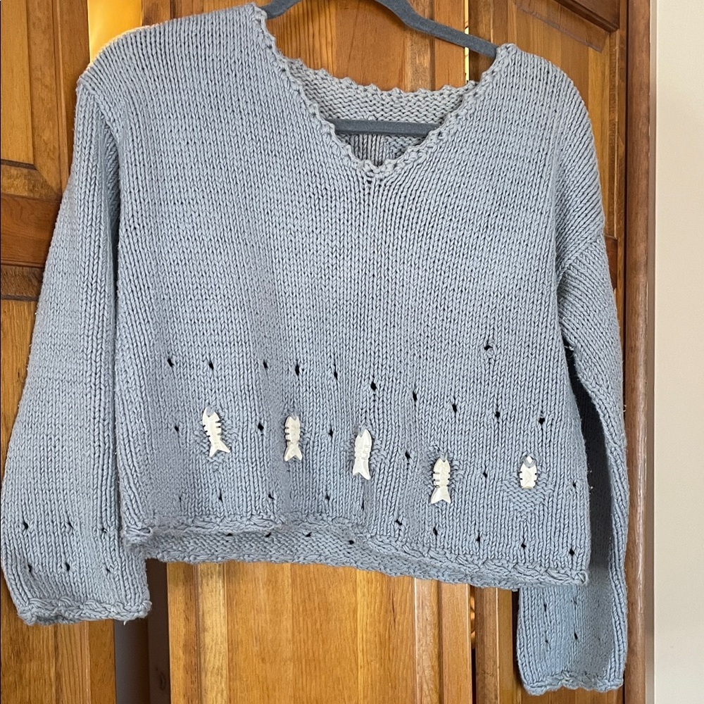 Gray V-Neck Women's Sweater